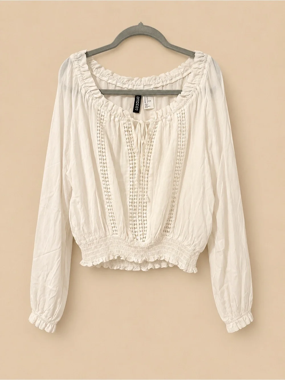 H&M DIVIDED Women Cotton Top Blouse - White Size 6 (Medium) NWT